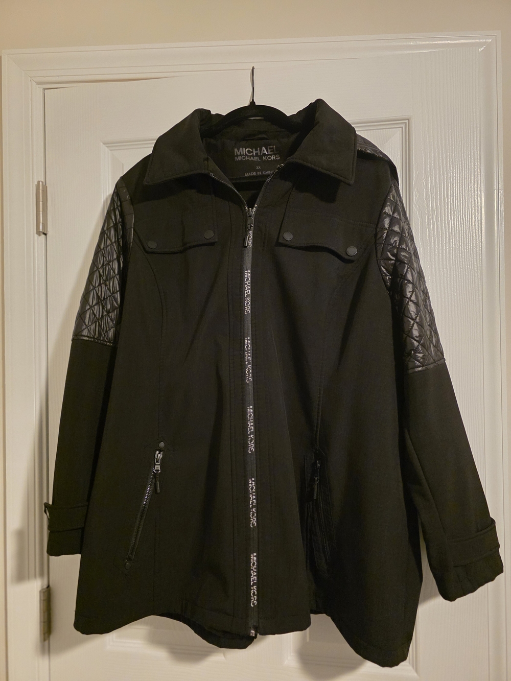 Michael Kors Women's Black Quilted-Sleeve Jacket